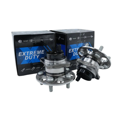 Rear Wheel Bearing And Hub Assembly For Prius, Corolla And Lexus CT200h - 5 Lug With ABS, Direct Fit Upgrade displayed with packaging