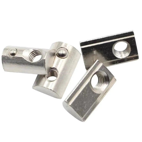 M6 T Slot Nuts For 3030 Aluminum Extrusion 8mm Slot Roll In Spring Ball Loaded Elastic Nuts Carbon Steel Nickel Plated