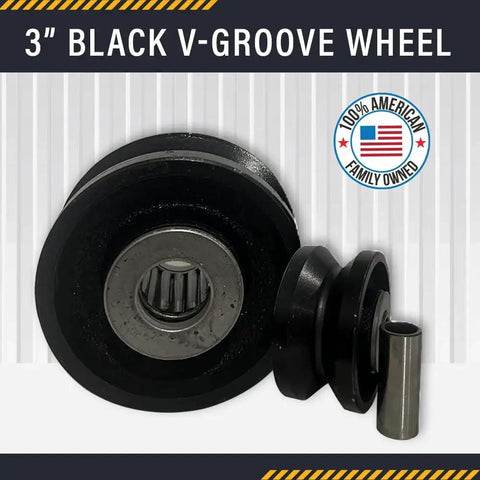 Image of Workhorse V Groove Caster Wheel Set 3 Inch Diameter By 1.5 Inch Wide Iron Steel Seven Eighth Inch Bearing 375 Lb Each 1500 Lb Total