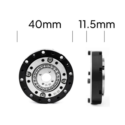 Front and side view of Pro Grade Mini Hollow Motor Speed Reducer 42mm Small Gearbox 100 To 1 Strain Wave Gear Harmonic Drive