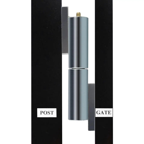 Heavy Duty 7 Inch Barrel Gate Hinges For Weld On Swing Gates And Trailer Lift Gates With 4400 Lb Capacity Zinc Plated AISI 1045 Steel CNC Machined For Strength Rust Resistant Includes 2 Sets Skelang on a gate post