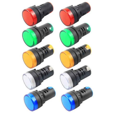 10 Piece Multi Color Indicator Lights For 110V AC DC 22mm Panel Mount Workhorse For Electrical Control Panels HVAC Systems