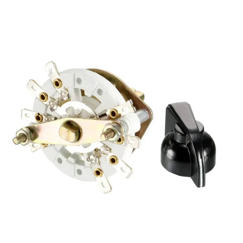 Dope Band Channel Rotary Switch With 2 Poles And 3 Throws, single deck style, plastic knob, 10mm mount, 6mm shaft shown