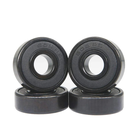 Set of four black 608RS hybrid ceramic bearings for longboards and inline skates