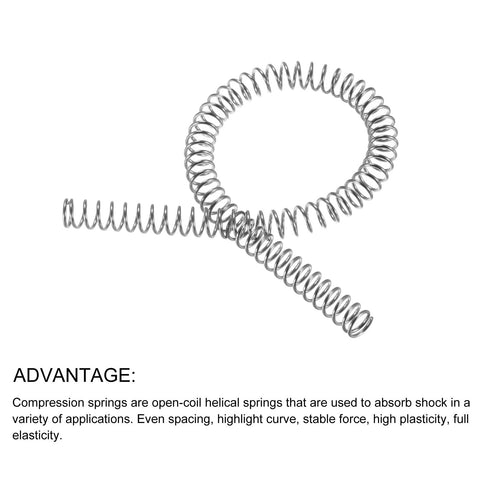 METALLIXITY extension spring, 304 stainless steel, 10mm OD, 305mm free length, silver tone