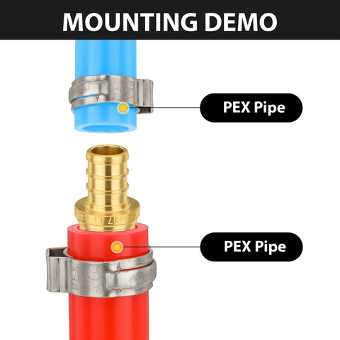 Pack of 10 Foskan 1 in x 3/4 in PEX straight reducing brass crimp fittings for PEX tubing