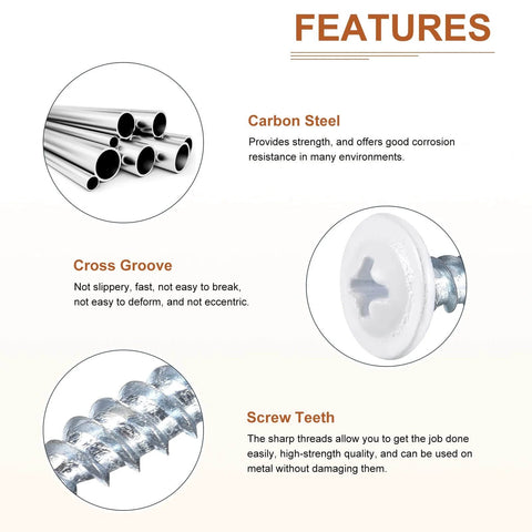 Features of Fifty Pack No Eight By Half Inch Phillips Head Self Tapping Screws Flat Head Carbon Steel Industrial Grade.