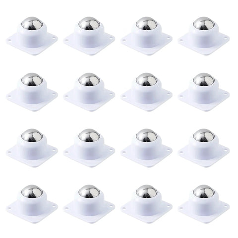 16 Pack White Self Adhesive 1 Inch Swivel Caster Balls For Storage Bins Mop Buckets And Small Furniture No Tools Required 360 Degree Rotation