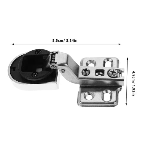 Side view of a 2 Pack Buffer Hinges For Glass Cabinet Doors With Soft Close And Corrosion-Resistant Iron Plastic Construction