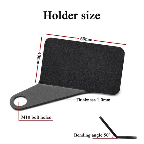 Motorcycle Cylinder Head Temperature Gauge Bracket With Left Mount, 60mm x 40mm, 50° angle, M10 bolt hole, black metal
