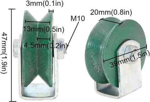 Dimensions of Heavy Duty Plate Caster Wheel With V Groove For Inverted Track And Sliding Gate Use On Barn Doors Office Carts