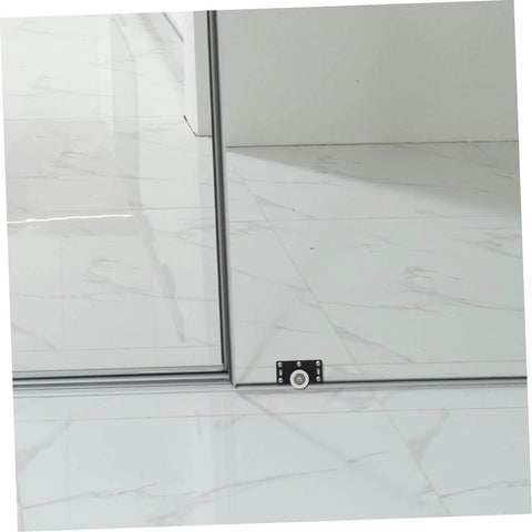 Effortless sliding door upgrade with a heavy duty roller and track kit visible on a sleek mirrored wardrobe door on marble floor