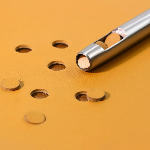 Leather Hole Punch Tool 1mm Round Hollow Punch creating holes in leather