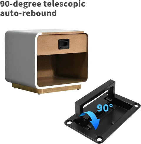 Recessed Flush Pull Handle With Mounting Screws In Black For Deck Hatch And Toolbox 3.74 By 2.36 Inch Zinc Alloy Rust Proof And Corrosion Resistant Easy Install 95 By 60mm With 83.5mm And 48mm Hole Spacing Pack Of 1 By Viongna on a cabinet and separately shown at 90-degree angle.