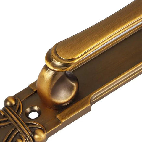 Close-up of antique finish zinc alloy handle from Set Of 4 European Style Vintage Door Handles For Cabinets Drawers Cupboards And Sliding Doors.