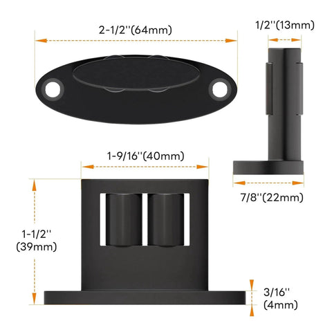 Detailed view of Set Of Four Sliding Barn Door Bottom Floor Guides With Double Sided Roller Design dimensions and specifications.