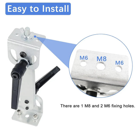 Beefy Heavy Duty Bracket Column Stand Kit for Reciprocating Linear Actuator showing M8 and M6 screw holes, easy install