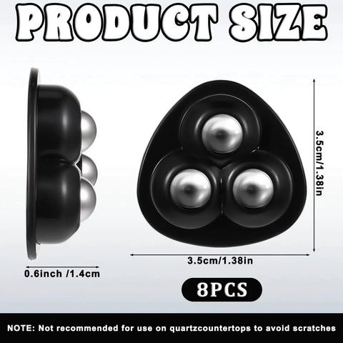 Side and top view of Eight Pack Self Adhesive Caster Wheels For Heavy Appliances With 360 Degree Swivel Rollers And Strong Grip Pads