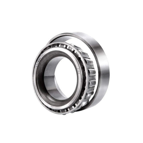 Close-up of a steel trailer bearing ring from the Beefed Up Trailer Bearings Kit Fits One Three Eighths To One And One Sixteenth Inch Axles Up To Three Thousand Five Hundred Lbs For L68149 L68111 And L44649 L44610 Hubs With 171255TB Seal Dust Cover And Cotter Pin.