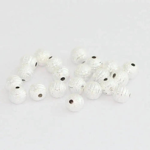 500 Pcs 4mm Sterling Silver Plated Brass Corrugated Round Bead Spacers For DIY Jewelry Making Tiny Beads Craft Supplies Set CF10-4