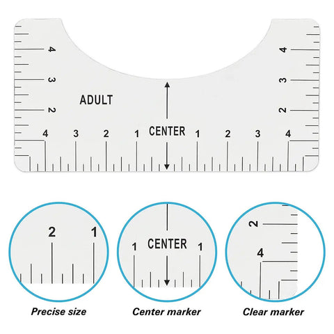 DIY T Shirt Alignment Tool Kit With Heat Resistant Tape And PTFE Teflon Transfer Sheets ruler close-up with center markings