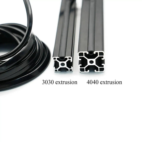 20 Meters 8mm Soft Cover Flat Seal Strip For 30 And 40 Series Aluminum Extrusion V Slot And T Slot Dust Protection Black shown with 3030 and 4040 profiles.
