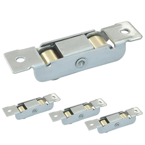 Four Piece Sliding Roller Assembly Set For Doors And Windows In Stainless Steel With Copper Components And Screws Easy Installation Gold Flat Wheel Durable Patio Rollers For Smooth Quiet Glide In Most Track Systems Replacement Kit