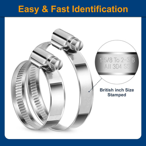Two hose clamps, Steelsoft Heavy Duty, stainless 304, 1/2–3/4 in worm-drive, Amazon