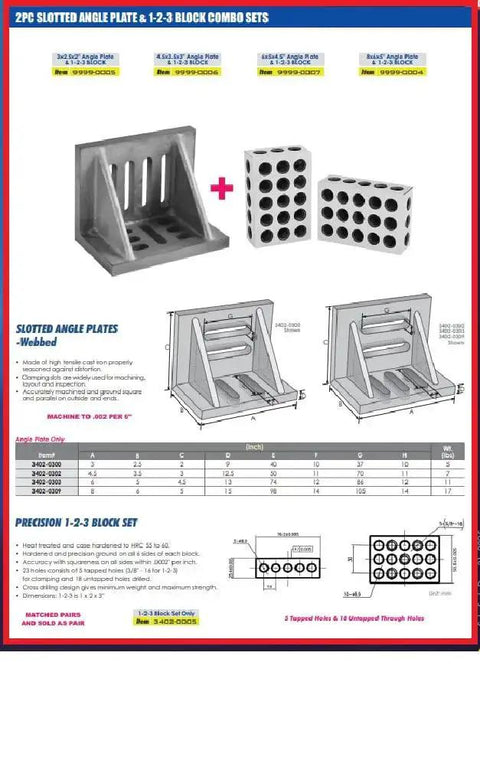 Beefy Heavy Duty 3 X 2.5 X 2 Inch Angle Plate And Matched 9999-0005 Block Set For Machining, Layout And Inspection shown