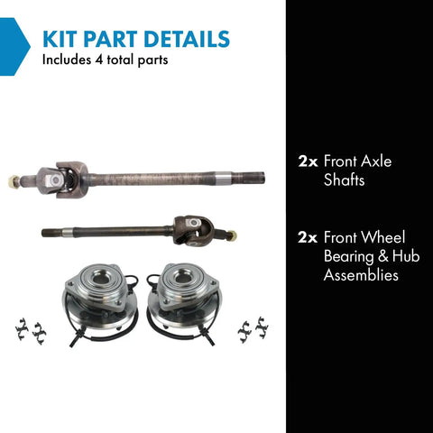 Beefed Up Front Axle Shaft And Wheel Bearing And Hub Assemblies Kit For 2007 Through 2017 Jeep Wrangler And 2018 Wrangler JK