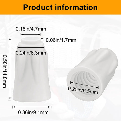White ceramic wire connector caps, twist caps, for 22-14 AWG, 600V high-temperature, 40-pack