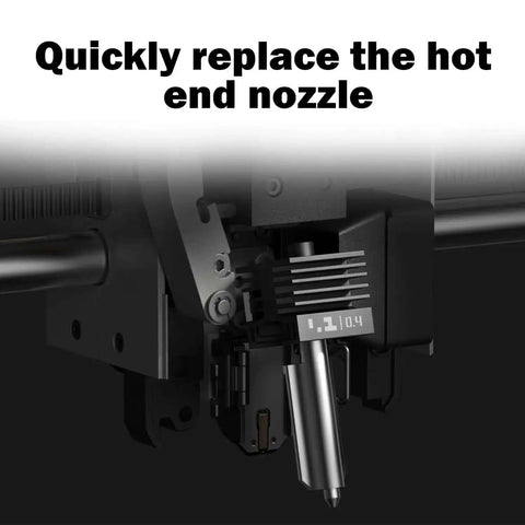 Front view of 2 Pack Hardened Steel 0.4mm Nozzle Hotend Kit for H2S H2D P2S Combo Printers showing heat block installation.