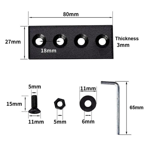 Sliding Barn Door Hardware Connecting Adaptor Set Of 2 3.15 Inch Metal Joining Plate Repair Fastener Carbon Steel Matte Black