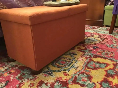 Ottoman supported by Two Inch Walnut Bun Furniture Feet For Sofa Couch And Ottoman Solid Wood Round Leg Set Of Four Predrilled M8 Bolts.