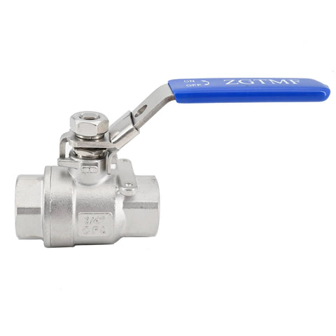 ZGTMF 3/4 in stainless steel full-port ball valve with blue vinyl handle, NPT female x female