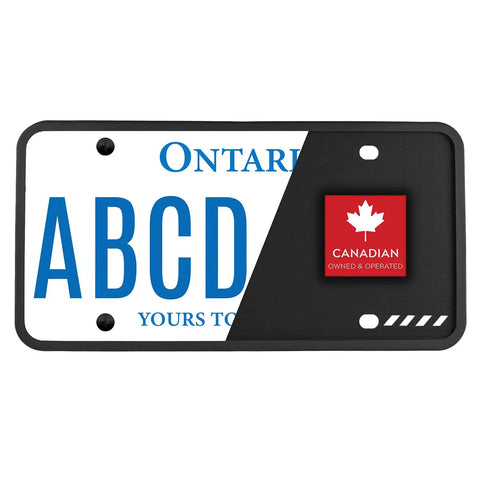 Silicone License Plate Frame Durable For Front And Rear Universal No Obstruction Anti Rattle Anti Scratch Must Have Weatherproof Rust Proof Street Legal Car Accessory installed on Ontario license plate