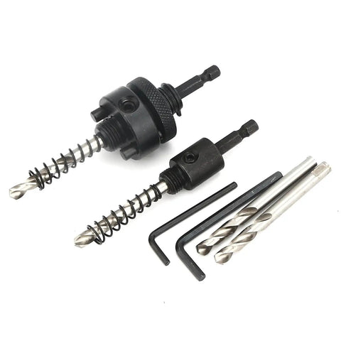 Six Piece Bi Metal Hole Saw Arbor Set With One Quarter Inch Hex Quick Change, Secure Locking Design, compatible with most hammer drills