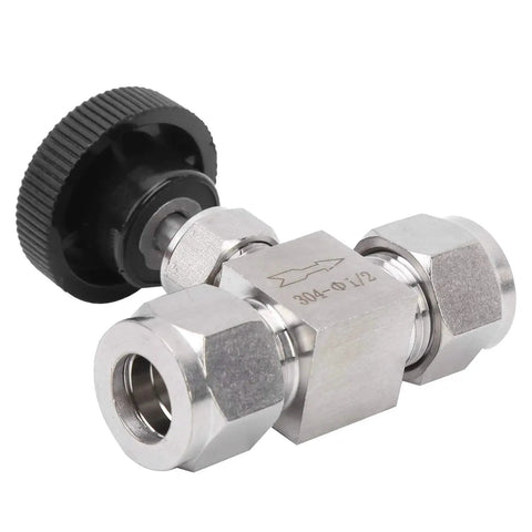 High Pressure Needle Valve for Water and Gas Control, 304 Stainless Steel, Precise Adjustment Dial, 1/2 Inch Threaded Valve