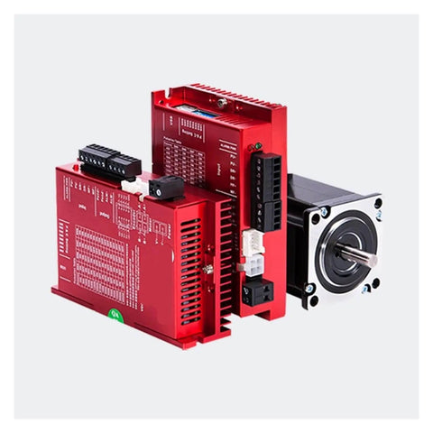 IP65 Rotary Incremental Encoder Servo Closed Loop Stepper Motor Kit with Driver, shown up close, highlighting red casing and components.