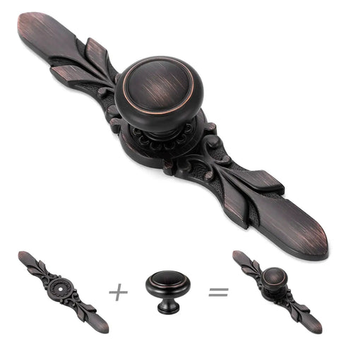 Round Cabinet Knob With Back Plate Set 20 Pack Oil Rubbed Bronze 1.2 Inch Knobs And 5.8 Inch Back Plates slick rustic drawer pulls