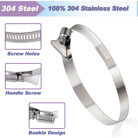 Suprom 1-1/2 inch hose clamp, 10-pack, stainless steel 304, adjustable 1-2 inch diameter with thumb screw