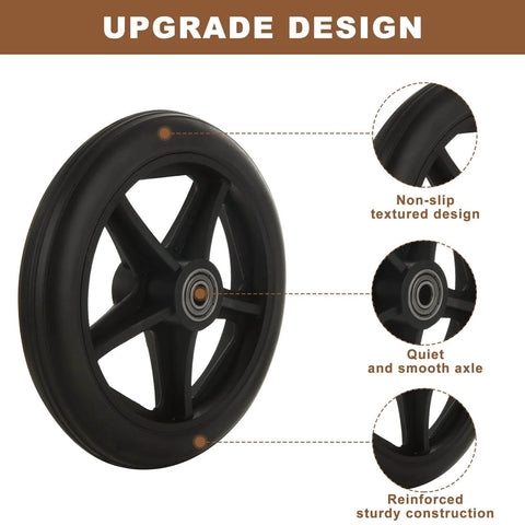 Easy Install 4 Pack 6 Inch Walker Wheels Replacement With Four Axles For Front Wheel Replacement On Walkers And Rollators, featuring upgrade design with non-slip tread and quiet axle.