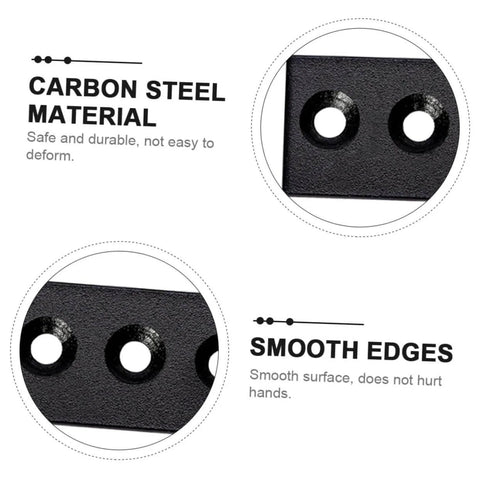 Close-up of Heavy Duty Metal Flat Plate Track Connector for Barn Door with carbon steel material and smooth edges.