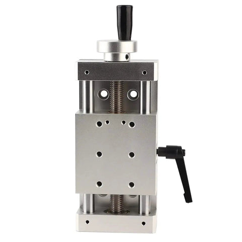 Front view of Ultra Smooth Low Friction Aluminum Linear Stage Table with 100mm travel for CNC positioning and precision machining.