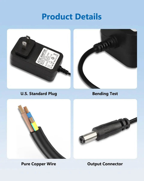 4 images detailing 6V Karaoke Machine Charger Replacement For Singing Machine SML-625 SML625W SML625BTW SML385 Models