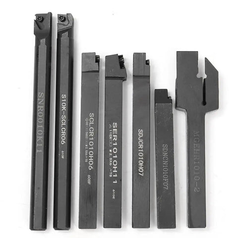 CNC Lathe Tool Holder CLCR 10mm Boring Bar Set With 7 Carbide Inserts And 7 Wrenches For Turning DZ17 Pro Grade Heavy Duty Cutting