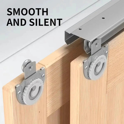 Bypass Sliding Door Hardware 60 Inch Track Set For Two Door Closet System, smooth and silent galvanized steel wheels