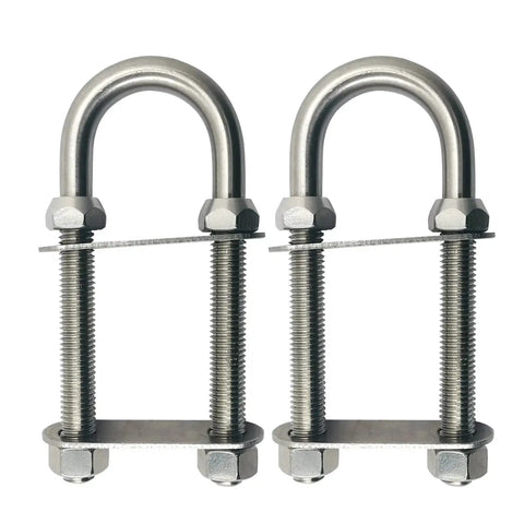 2 Pack Marine Grade Stainless Steel U Bolt With M12 Thread For Boat Stern Bow Eye Tie Down, 5.5 Inch Overall Length