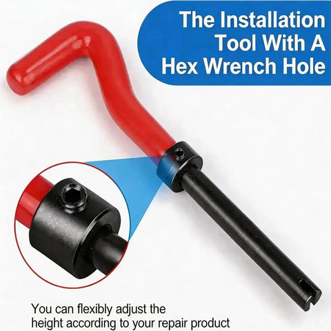 Installation tool with a hex wrench hole for the M14 X 1.5 Thread Repair Kit With Helicoil Inserts And HSS Drill Bit.
