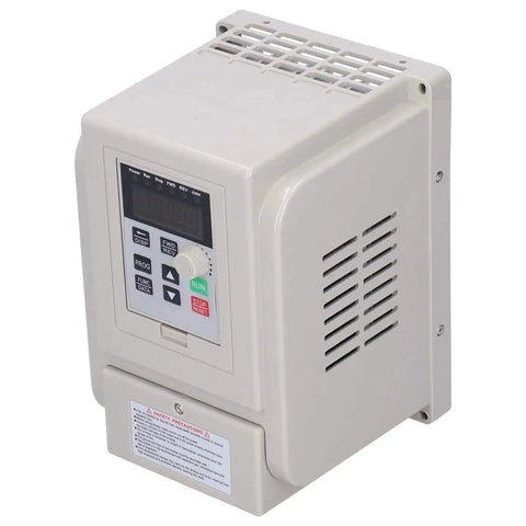Single Phase 110V To 220V 1500W Variable Frequency Drive VFD Inverter Motor Speed Controller for industrial motors, front view.